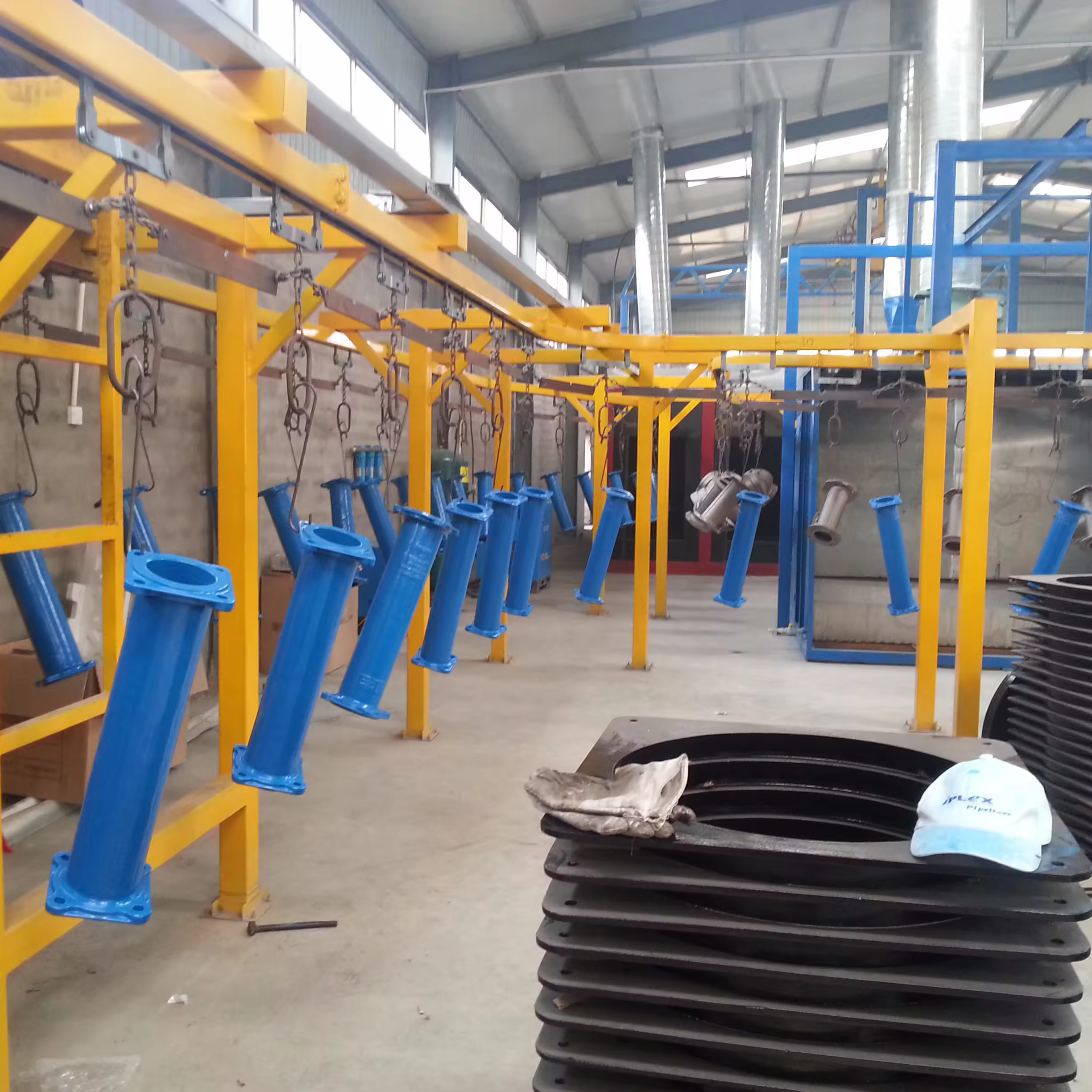 High-volume automatic powder coating line
