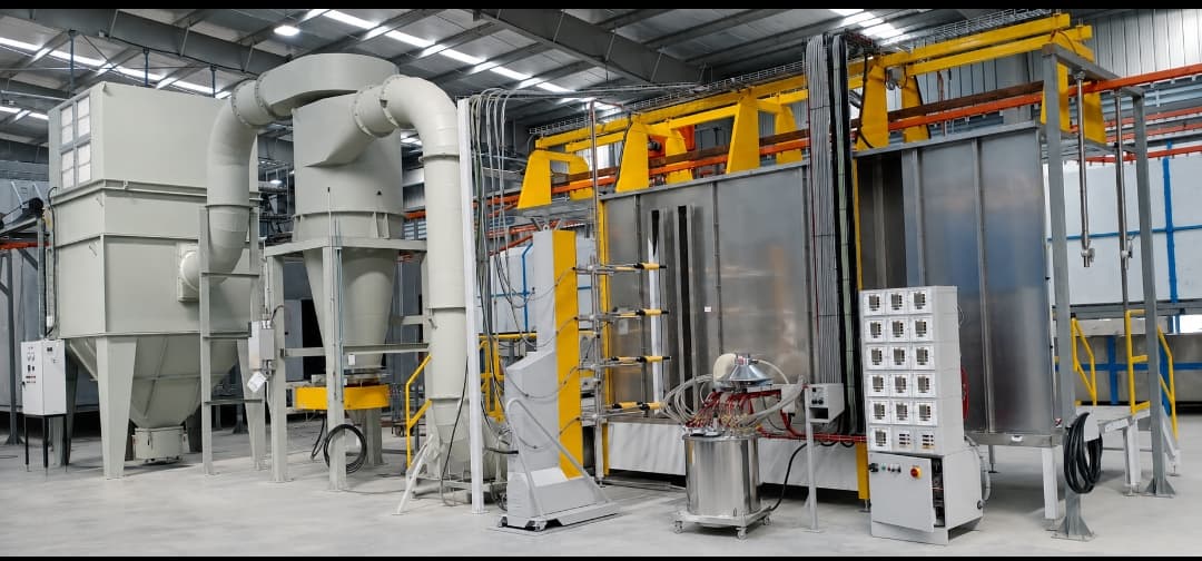 Powder coating plant — booth and recovery system