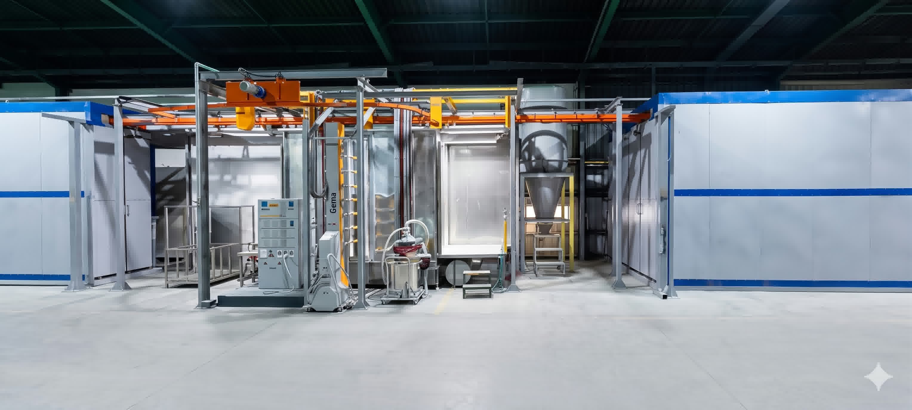 Powder coating plant installation — conveyor line